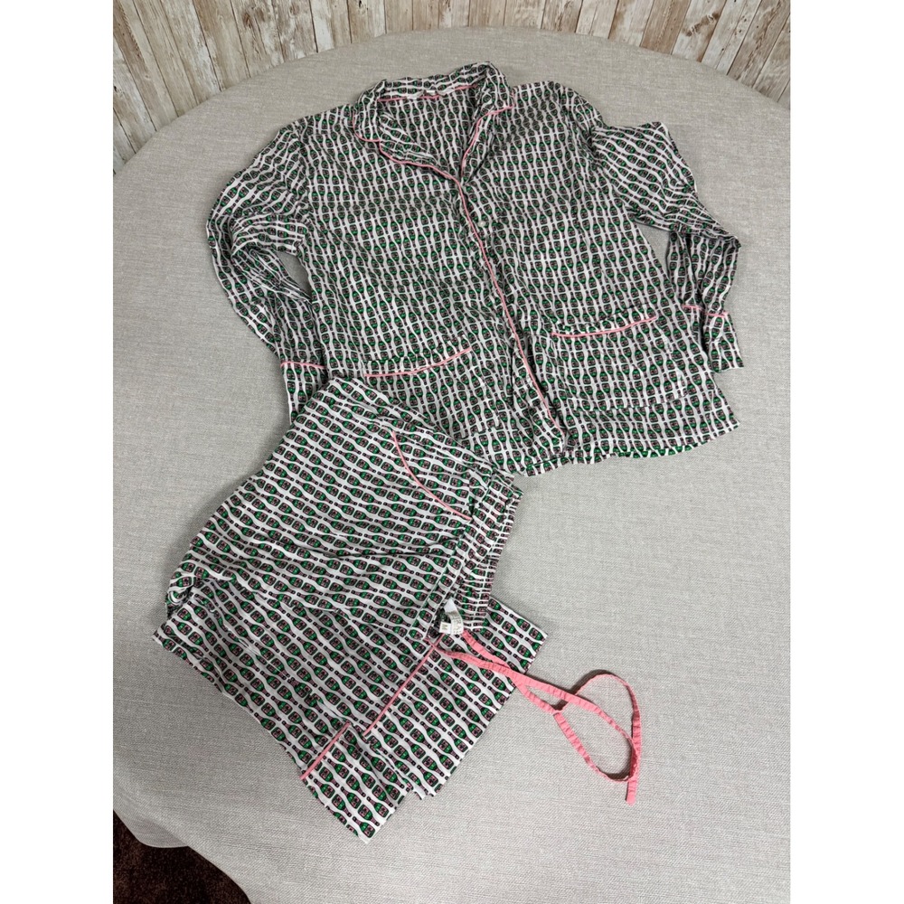 Shiraleah Felicity PJ Set Women Medium Champagne Bottle Print  Green Pink - Picture 3 of 5